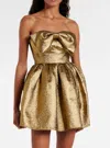 Self-portrait Metallic Fibre Fabric Mini Dress In Gold