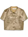 Self-portrait Gold Metallic Jacquard Top In Gold