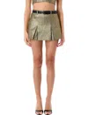 Self-portrait Metallic Jacquard Skort In Green
