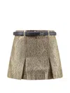 Self-portrait High-waisted Gold Jacquard Skort With Removable Belt In Gold