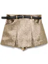 Self-portrait High-waisted Gold Jacquard Skort With Removable Belt In Gold