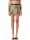 Self-portrait High-waisted Gold Jacquard Skort With Removable Belt In Gold