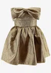 Self-portrait Metallic Fibre Fabric Mini Dress In Gold