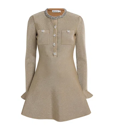 SELF-PORTRAIT METALLIC KNITTED MINI DRESS