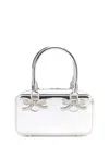 Self-portrait Metallic Leather Mini Tote Bag In Silver