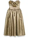 Self-portrait Metallic Jacquard Bow Midi Dress In Gold