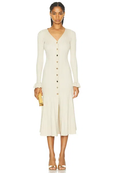 Self-portrait Metallic Ribbed Midi Dress In Cream