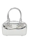 Self-portrait Metallic Leather Mini Tote Bag In Silver