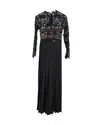 Self-portrait Mia Lace Pleated Maxi Dress In Black Polyester In Black
