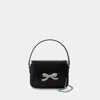 Self-portrait Micro Black Handbag With Bow Detail In Smooth Leather Woman In Black