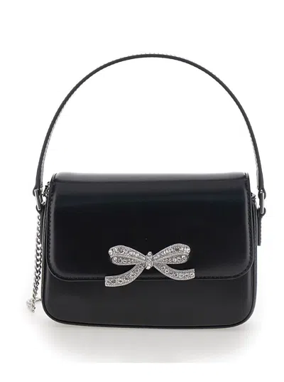 Self-portrait Micro Black Handbag With Bow Detail In Smooth Leather Woman