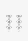 Self-portrait Micro Bow Crystal Tiered Earrings In White