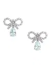 Self-portrait Micro Bow Blue Droplet Earrings In Metallic