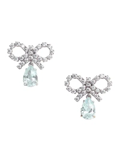 Self-portrait Micro Bow Blue Droplet Earrings