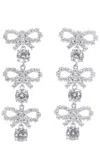 Self-portrait Micro Bow Crystal Tiered Earrings In Metallic