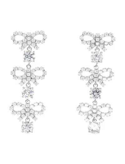 Self-portrait Micro Bow Crystal Tiered Earrings