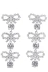 Self-portrait Micro Bow Crystal Tiered Earrings In Metallic