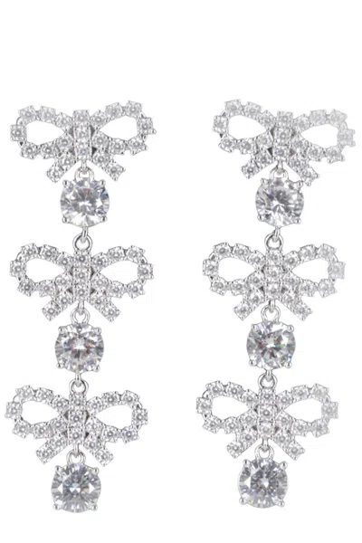 Self-portrait Micro Bow Crystal Tiered Earrings