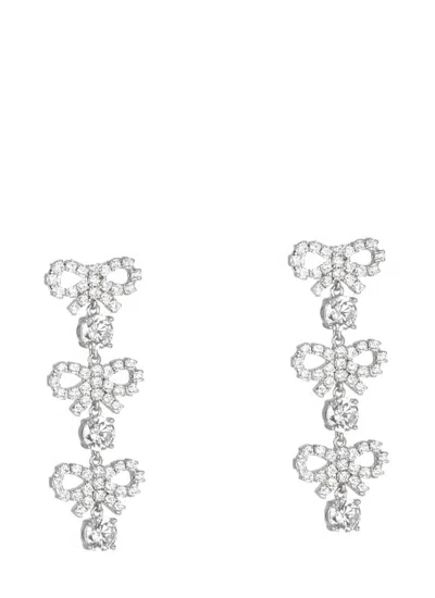 SELF-PORTRAIT MICRO BOW CRYSTAL TIERED EARRINGS