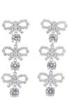 Self-portrait Micro Bow Crystal Tiered Earrings In Silver