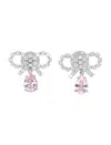 Self-portrait Self Portrait 'micro Bow Pink Droplet' Earrings In Gray