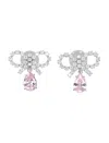 Self-portrait Micro Bow Pink Droplet Earrings In Metallic