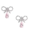 Self-portrait Self Portrait 'micro Bow Pink Droplet' Earrings In Gray