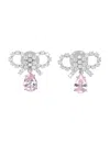 Self-portrait Micro Bow Pink Droplet Earrings In Metallic