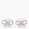 Self-portrait Micro Crystal Bow Earrings In Silver