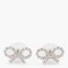 Self-portrait Micro Crystal Bow Earrings In Silver