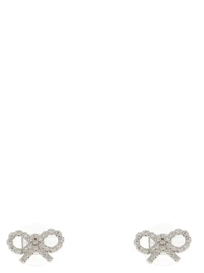 Self-portrait Micro Bow Earrings In Metallic