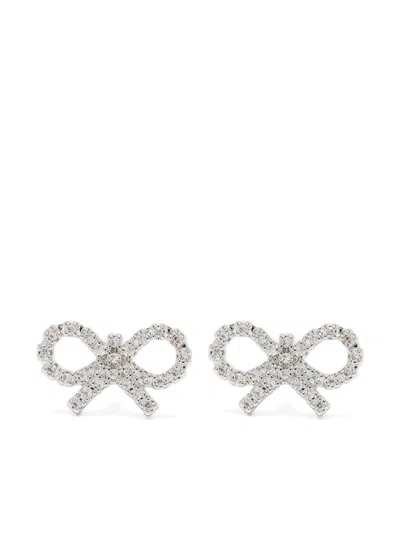Self-portrait Micro Bow Earrings Accessories In Metallic