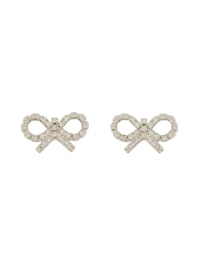 Self-portrait Micro Bow Earrings In Silver