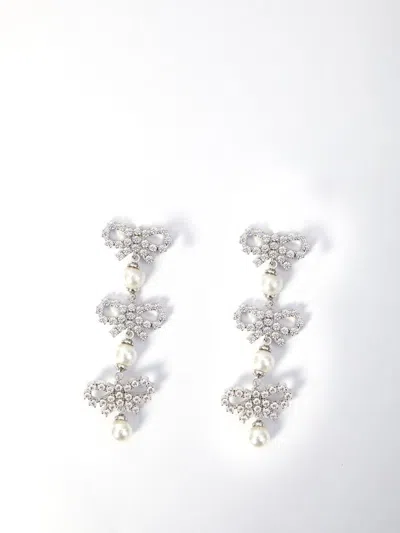 Self-portrait Micro Bow Pearl Tiered Earrings