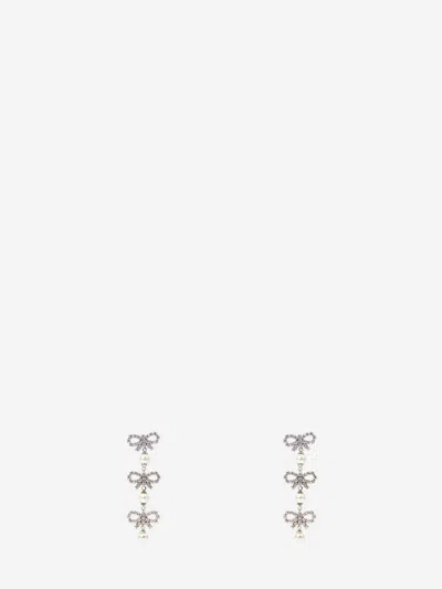 Self-portrait Micro Bow Pearl Tiered Earrings