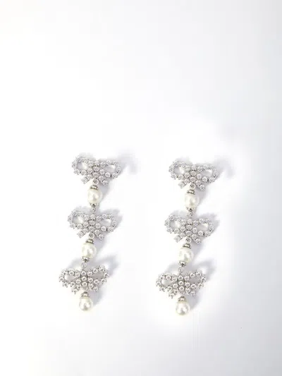 SELF-PORTRAIT MICRO BOW PEARL TIERED EARRINGS