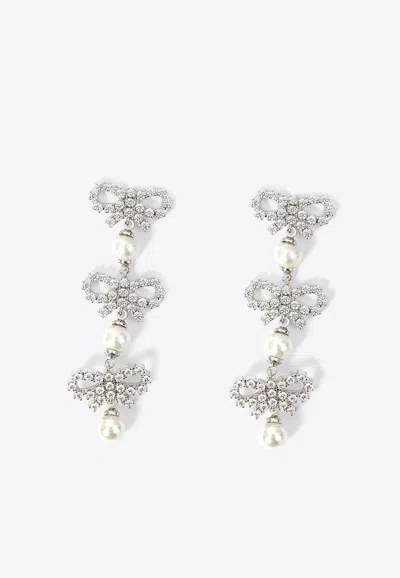 SELF-PORTRAIT MICRO BOW PEARL TIERED EARRINGS