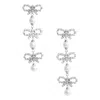 Self-portrait Metallic Tiered Earing With Bow Charm And Crystal Embellishments In Brass Woman In Metallic