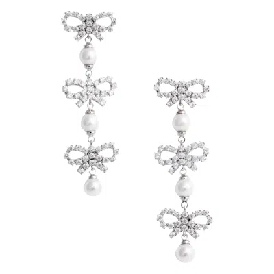 SELF-PORTRAIT MICRO BOW PEARL TIERED EARRINGS
