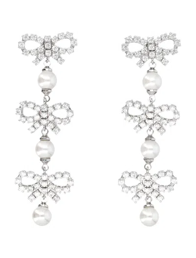 Self-portrait Micro Bow Pearl Tiered Earrings