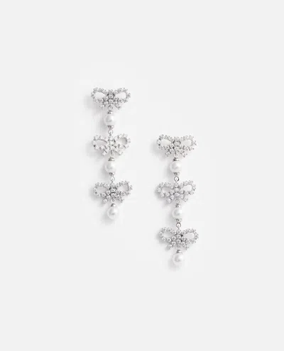Self-portrait Micro Bow Pearl Tiered Earrings
