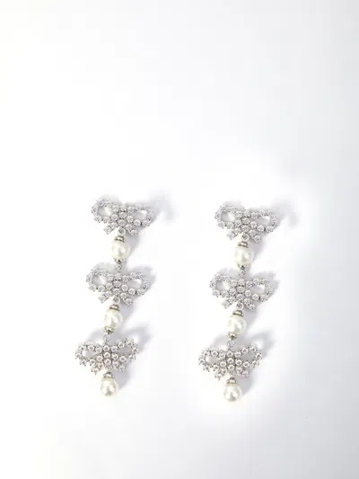 Self-portrait Micro Bow Pearl Tiered Earrings