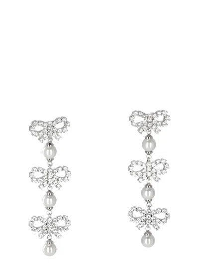 Self-portrait Micro Bow Pearl Tiered Earrings