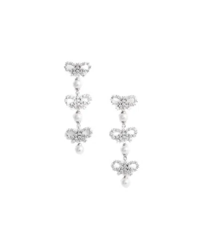 Self-portrait Micro Bow Pearl Tiered Earrings