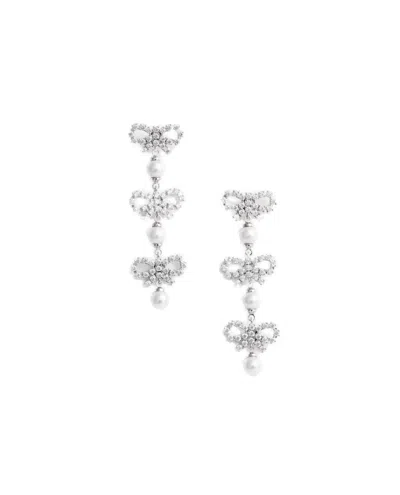 Self-portrait Micro Bow Pearl Tiered Earrings In Multi