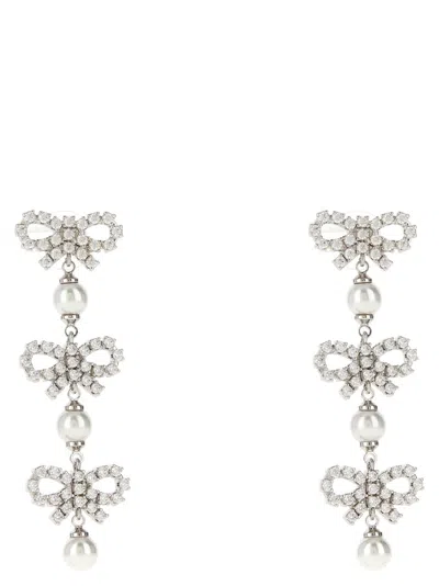 Self-portrait 'micro Bow Pearl Tiered' Earrings In White