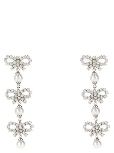 Self-portrait 'micro Bow Pearl Tiered' Earrings In White