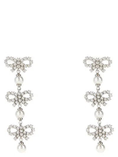Self-portrait 'micro Bow Pearl Tiered' Earrings In White