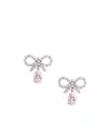 Self-portrait Self Portrait 'micro Bow Pink Droplet' Earrings In Gray