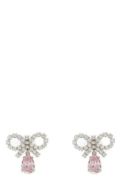 SELF-PORTRAIT SELF PORTRAIT 'MICRO BOW PINK DROPLET' EARRINGS